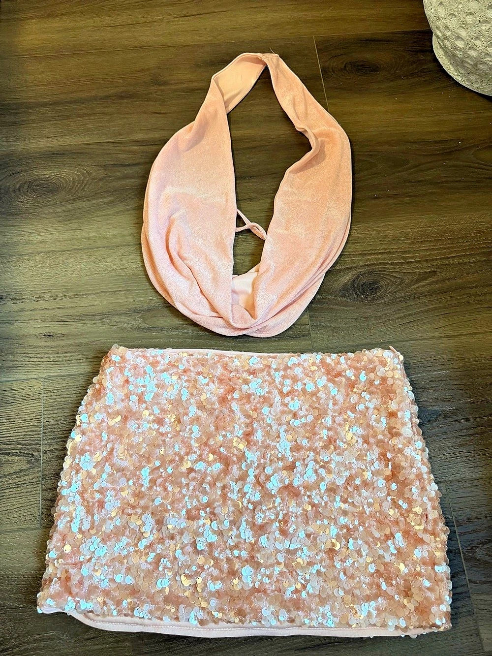 Urban Outfitters UO Midnight Sun Cowl Halter Top + Sequin Mini Skirt 2-Piece Set